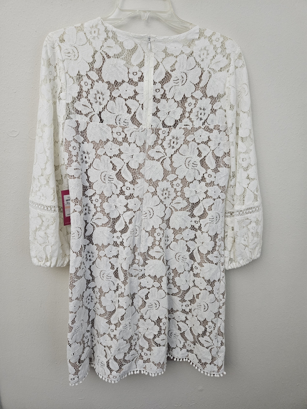 Vince Camuto White Floral Lace Long Sleeve Shift Dress - Picture 2 of 15